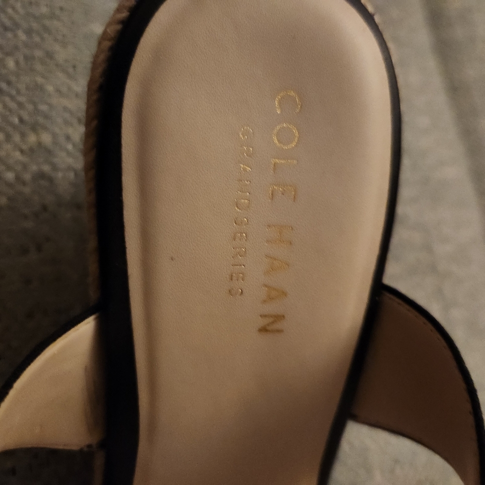 Cole Haan Leopard Print Black Sandals - Picture 4 of 9